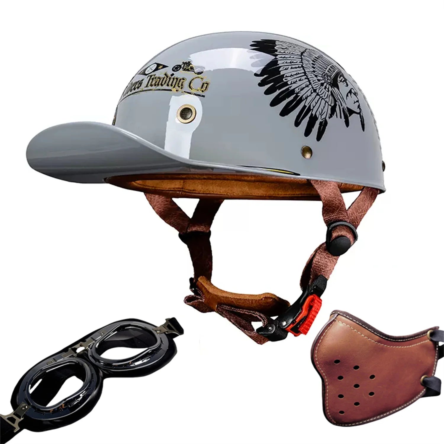 motorcycle retro helmets ladybug helmets electric car baseball caps half helmets Gray-indian China