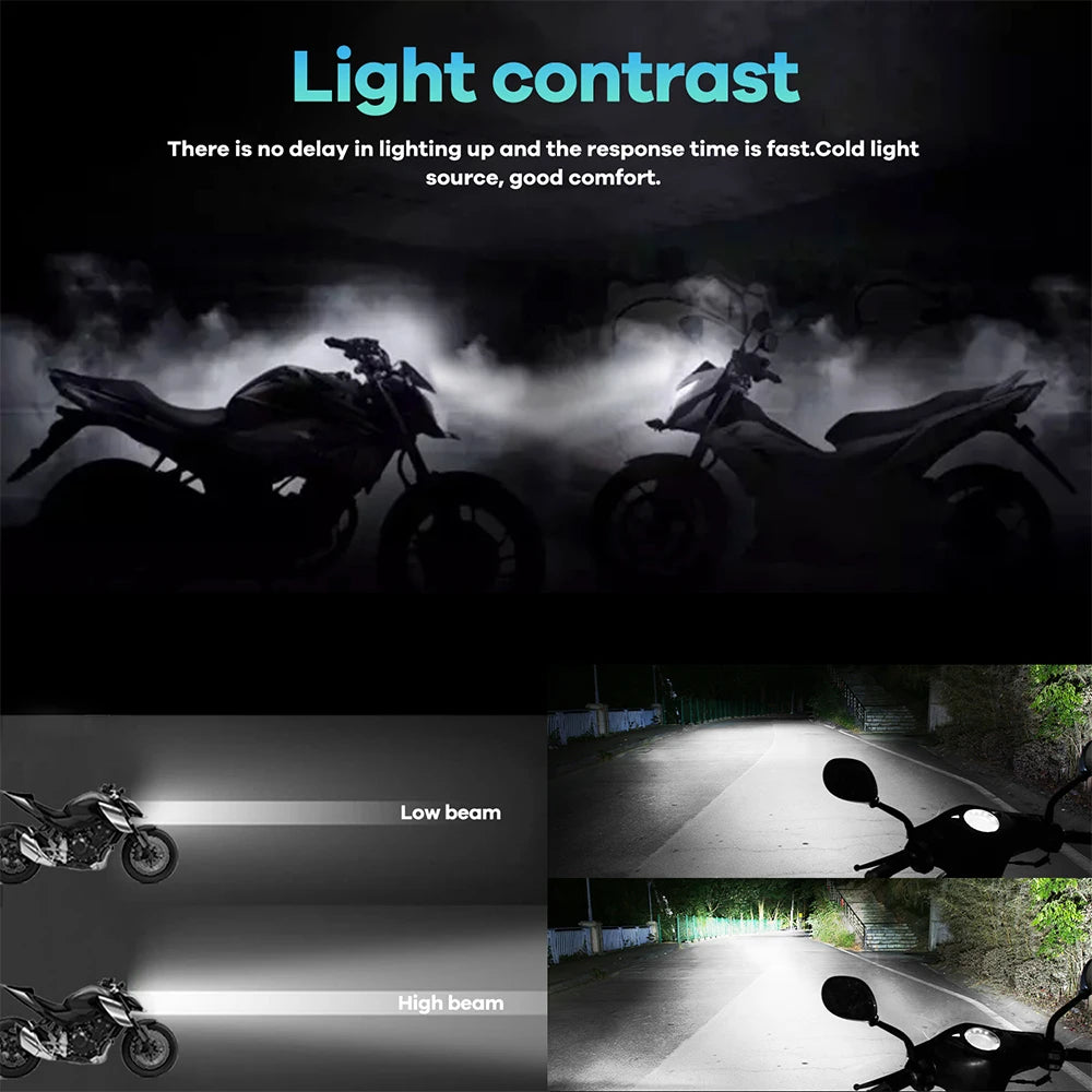 1PC P15D H4 BA20D Moto Headlight Bulbs 126LED White Hi Lo Beam 8000LM 12V 24V Daytime Running HeadLamp Motocycle Accessories