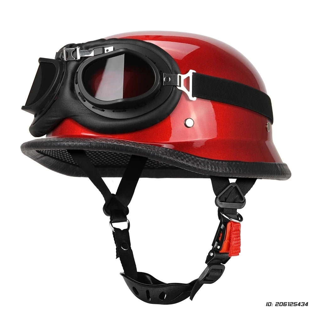 Helmet Motorcycle Leather Vintage Open Face Helmet Men Women Moto Half Helmet DOT Certification 307 B Red-316 Gray China