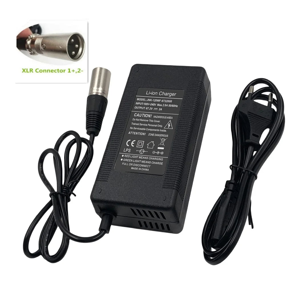 60V Charger 2A Output 67.2V/2A Charger For Wheelbarrow Harley Citycoco 16S 60V lithium Battery GX16 Connector with Fan 100-240V