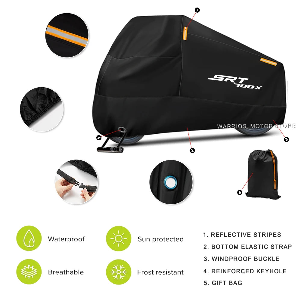 Motorcycle Cover Waterproof Outdoor Scooter UV Protector Dust Rain Cover For QJ Motor SRT 700 X 2024