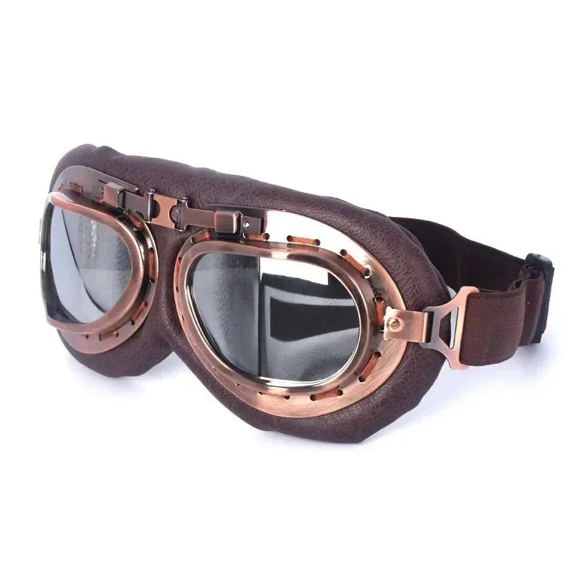 Retro Motorcycle Goggles Glasses Vintage Moto Classic Goggles for Harley Pilot Steampunk ATV Bike Copper Helmet 1Pcs