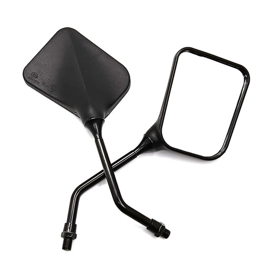 2PCS Black Square Motorcycle Mirrors - Universal Dual Sport Side Mirrors for All Bikes (Plastic Adjustable)