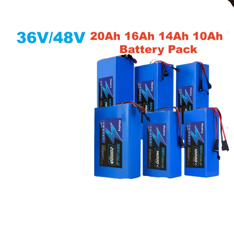 Aleaivy 36V / 48V 18650 Battery Pack (30A BMS, 10Ah–20Ah) – Ultra-Long Range Battery for 200W–2000W E-Bikes & Scooters