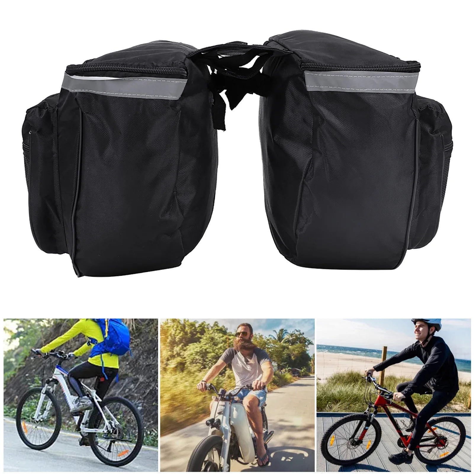 25L Waterproof Mountain Road Bike Rack Rear Seat Tail Carrier Trunk Double Pannier Bag Bike Rear Carrier Bag Cycling Equipment