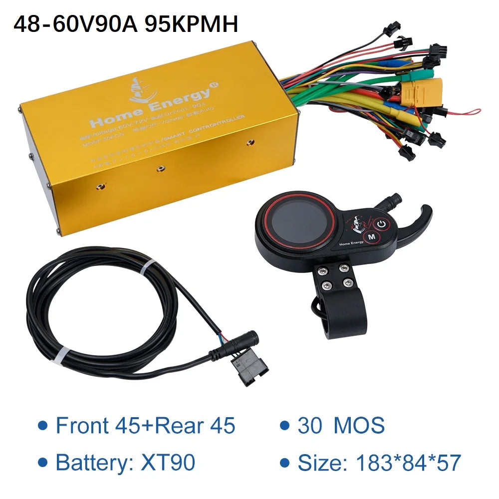 Electric Bicycle Dual Drive Controller 48v60v72v 50A70A90A120A160A Waterproof Cable for Electric Motorcycle Scooter LCD Display