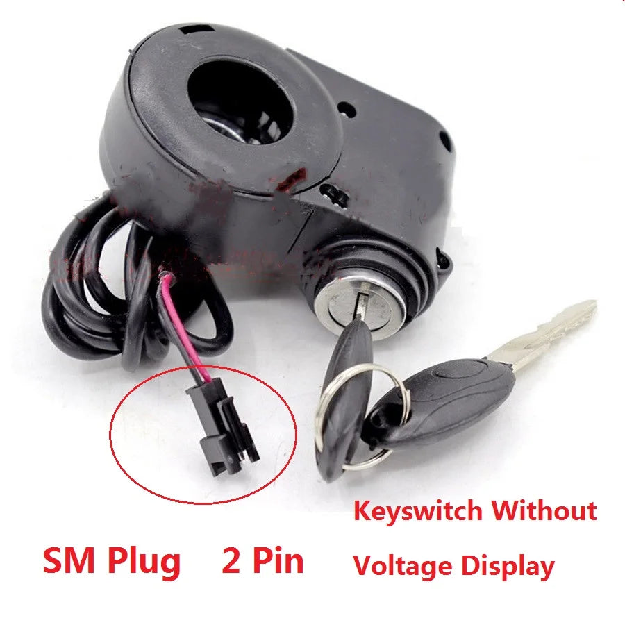 E-scooter Ignition Lock Without Voltage Display Starter Switch Locks Keys with SM Plug 2 Pin for KUGOO M4 PRO Electric Scooter