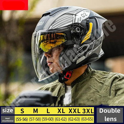 Motorcycle Dual Lens Half Helmet Big Head Circumference Helmet Windproof