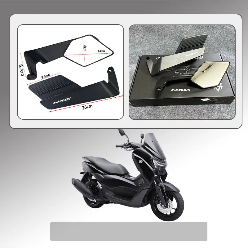 Motorcycle Folding Wind Wing Aluminum Alloy Side Rearview Mirror For YAMAHA NMAX VMAX TMAX NMAX155 NMAX150 NMAX125 NMAX Upgrade