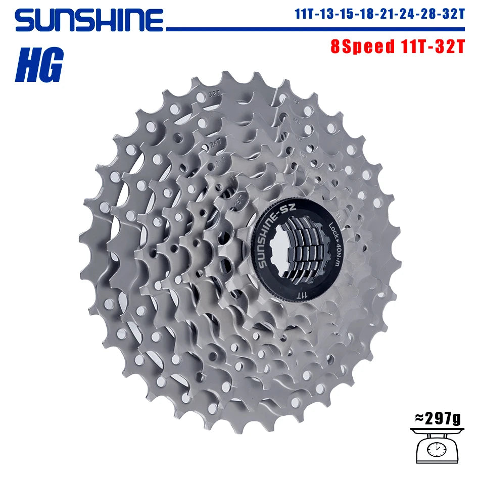SUNSHINE Bicycle Cassette 8/9/10/11/12Speed Freewheel 32/36T/40T/42T/46T/50T/52T Sprocket HG Structure Flywheel For SHIMANO/SRAM 8 Speed 11T-32T China