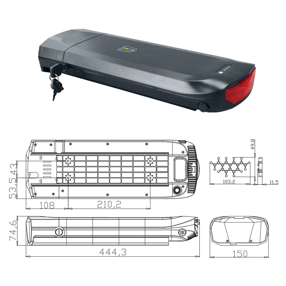 Urban 600 replacement rear carrier lithium battery pack