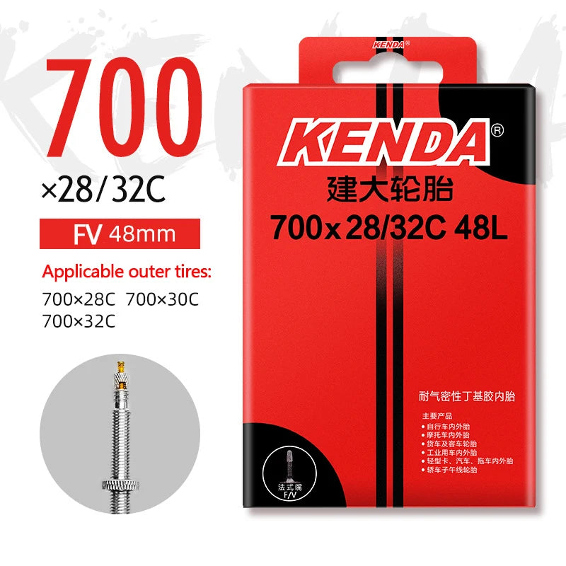 KENDA Bicycle Inner Tube 1PC 700C 23-25C 28-32C 35-43C Schrader Presta Butyl Rubber MTB Road Bike Tube Inner Tyre Bicycle Parts 700-28-32C-FV48L
