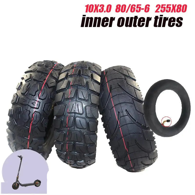 255x80 Tire Inner and Outer Tyre for Electric Scooter Zero 10x Dualtron KuGoo M4 Upgrade 10 Inch 10x3.0 80/65-6 Off Road Tire