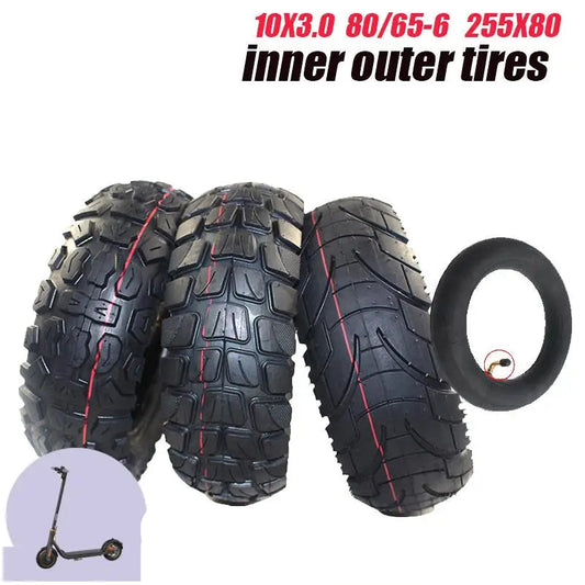 255x80 Tire Inner and Outer Tyre for Electric Scooter Zero 10x Dualtron KuGoo M4 Upgrade 10 Inch 10x3.0 80/65-6 Off Road Tire