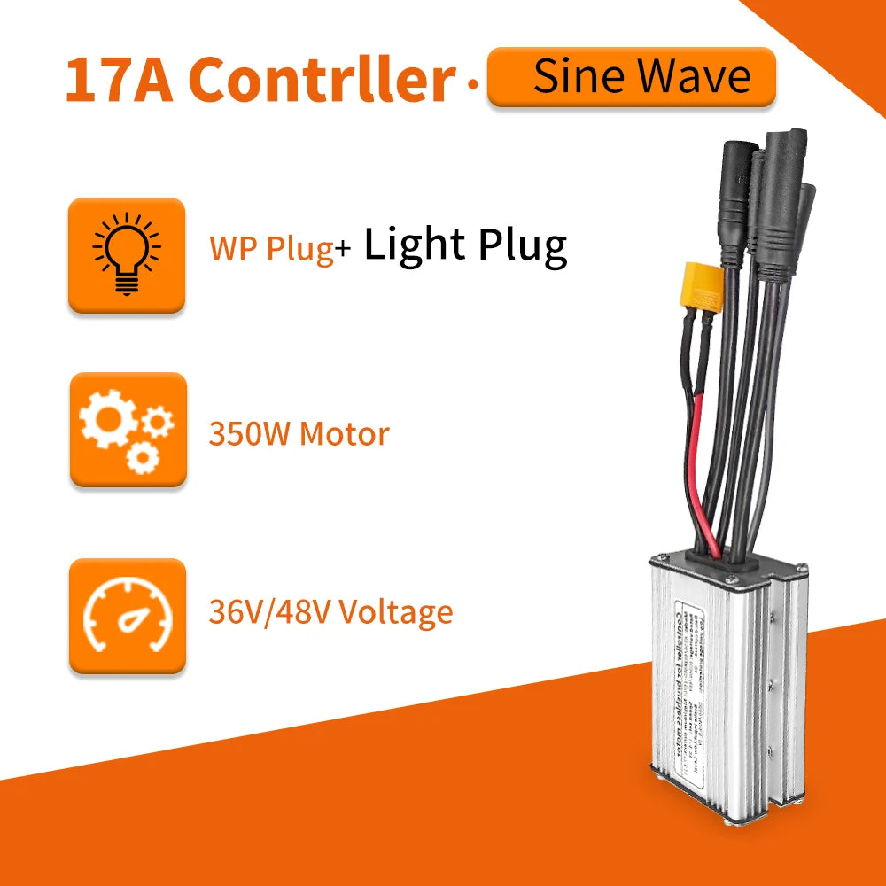 Electric Bike KT Controller 36V 48V Waterproof Brushless 250W 350W 500W 1000W Ebike Accessories with Light Function