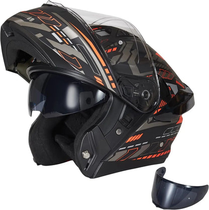 Motorcycle Helmet Dual Visor Flip Up Full Face Helmets SJ-809 DOT Approved for Adults Men Women