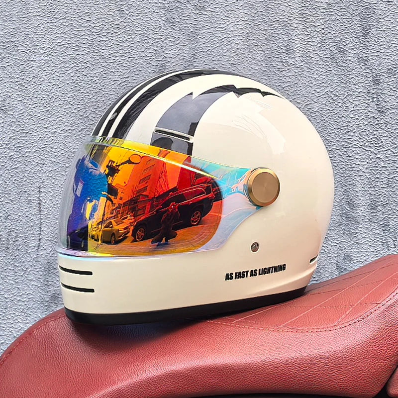 Full face motorcycle helmet - Classic design, suitable for both men and women, with safety protection certified by DOT