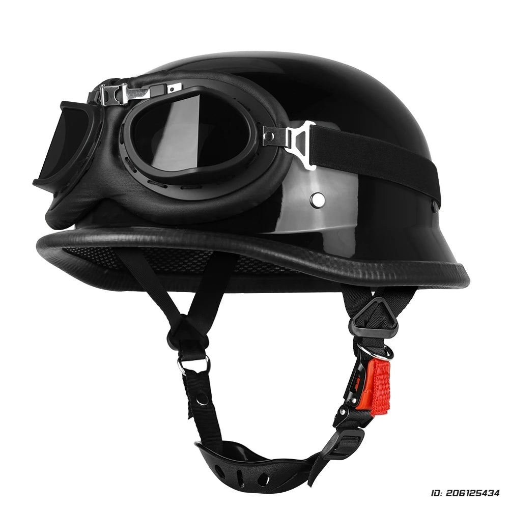 Helmet Motorcycle Leather Vintage Open Face Helmet Men Women Moto Half Helmet DOT Certification 307 B Black-316 Gray China