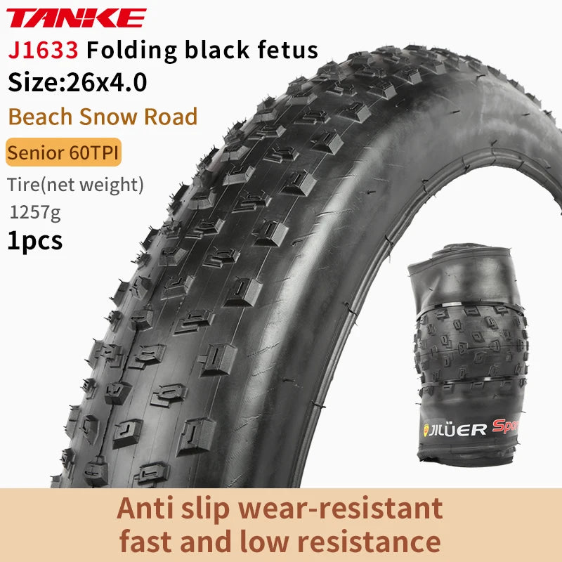TANKE MTB Bicycle JILUER Foldable Gravel Tire Black/Yellow 60TPI Road BICYCLE Tire 26×2.25/27.5×2.1/2.2/29×2.2/700×25C/20×1.35 J1633 26x4.0 Black Foldable China