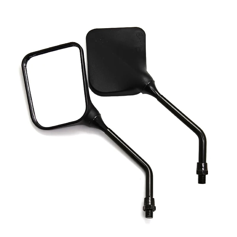 2PCS Black Square Motorcycle Mirrors - Universal Dual Sport Side Mirrors for All Bikes (Plastic Adjustable)