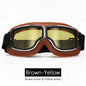 Universal Motorcycle Vintage Goggles Leather Motorbike Scooter Biker Moto Glasses Goggles for Steampunk Helmet Goggles Dustproof Brown-Yellow