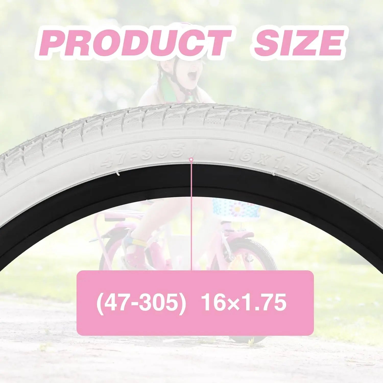 16 Inch 16 x 1.75 White Bicycle Tire,Bike Tyre for 16 Inch MTB, Kid Bike, Child Bicycle Girl Bicycle