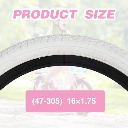 16 Inch 16 x 1.75 White Bicycle Tire,Bike Tyre for 16 Inch MTB, Kid Bike, Child Bicycle Girl Bicycle