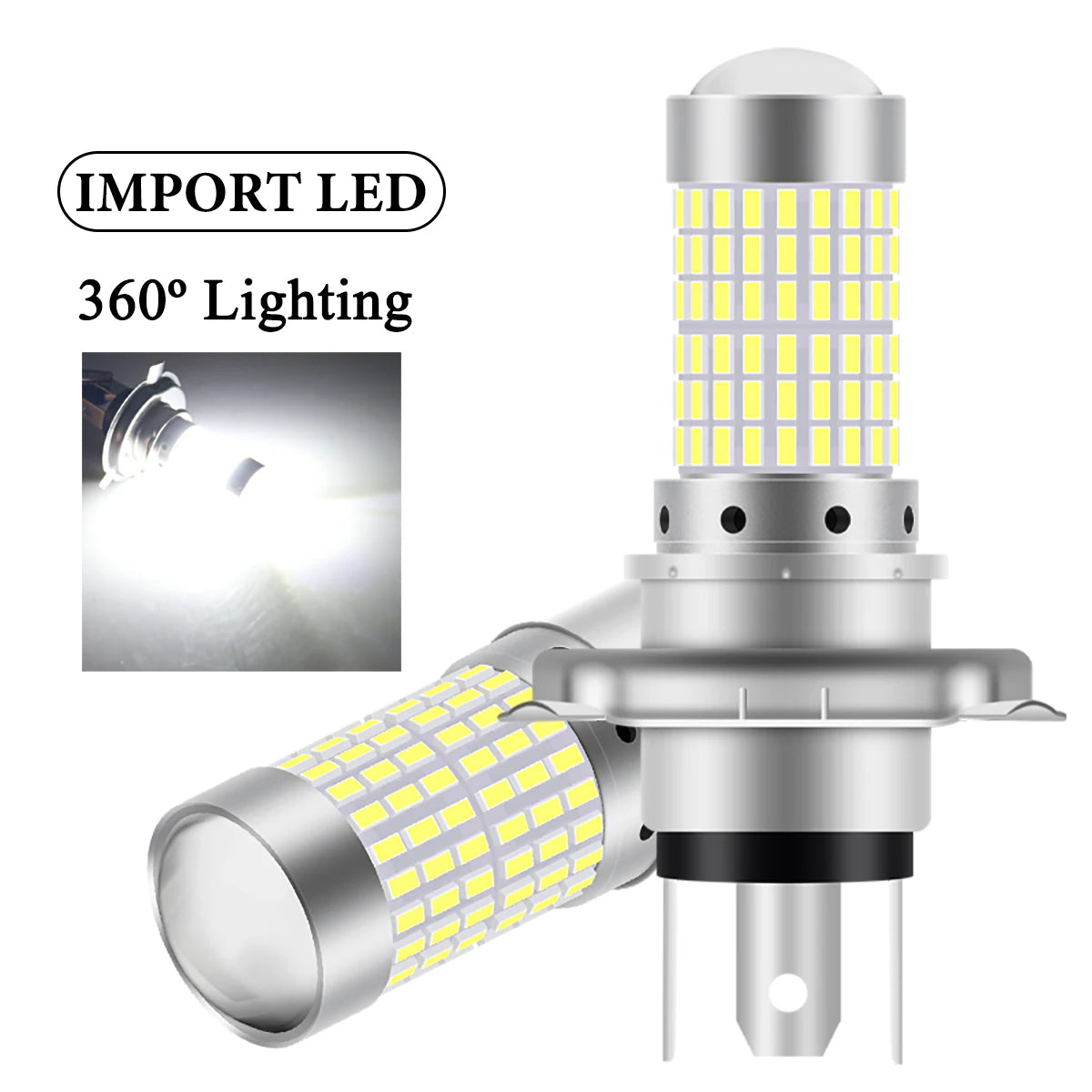 1PCS 144SMD H4 P15D BA20D Motorcycle Headlight Bulbs White 12v LED Headlamp Fog Light Spotlight Play and Plug