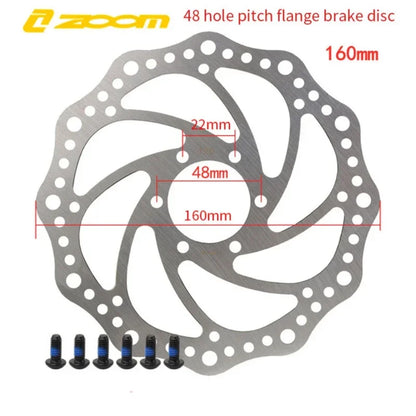 Stainless Steel Brake Rotor 110/120/140/160/180/203mm MTB Road Bike Disc with Bolts Brake Disk 160mm 48 hole spacin China