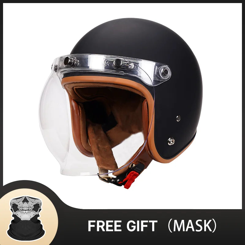 New Arrival Fashion Vintage Helmet with Bubble Visor Windproof Open Face Helmet