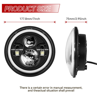 7inch LED Motorcycle Headlight Universal 7.5" Round Head Light For Cafe Racer Bobber Honda