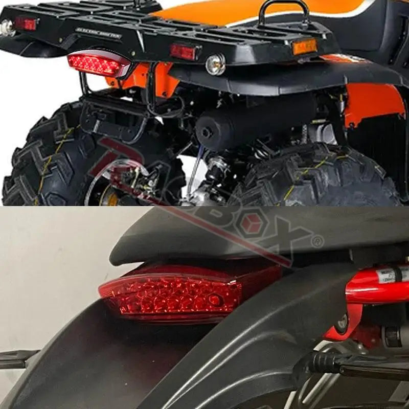 Rear Motorcycle LED Tail Light Red+White License Plate Light Running Brake Lamp Taillight Universal for ATV UTV Racer Chopper