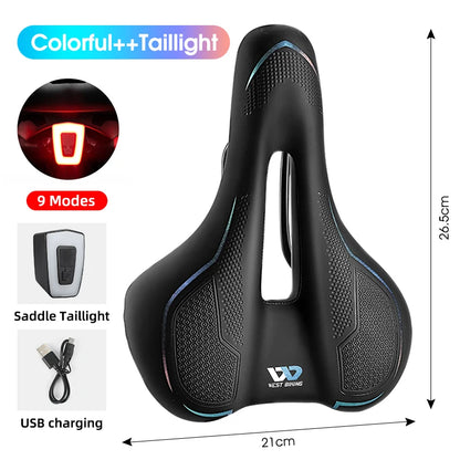 WEST BIKING Thicken Bicycle Saddle Comfortable Shockproof Cycling Seat Hollow Non-slip Soft Cushion Travel MTB Road Bike Saddle