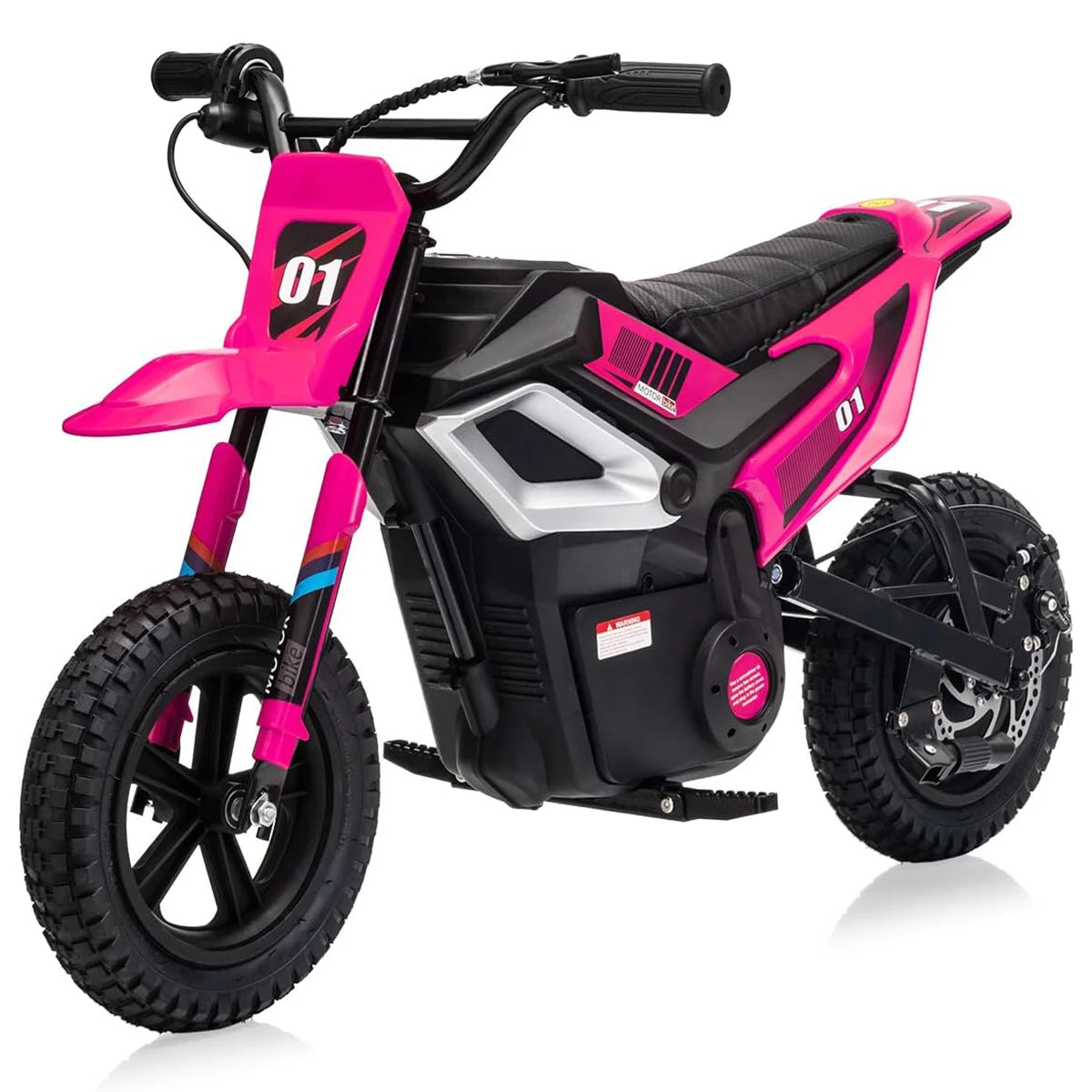 knobby off road tires on 24v kids electric motorcycle Rose Red