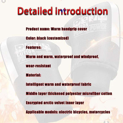 Electric Motorcycle Handlebar Cover Winter Warm Waterproof Male and Female Windshield Padded Thickened Cotton Handle Cover
