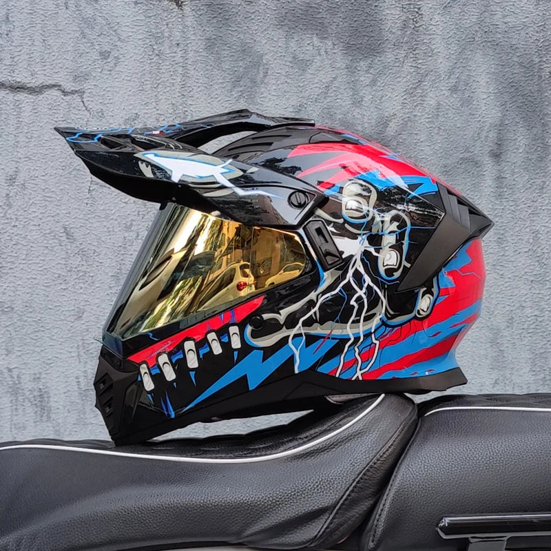 motorcycle helmet certified with brown lens, full face CASCO off-road motorcycle anti glare
