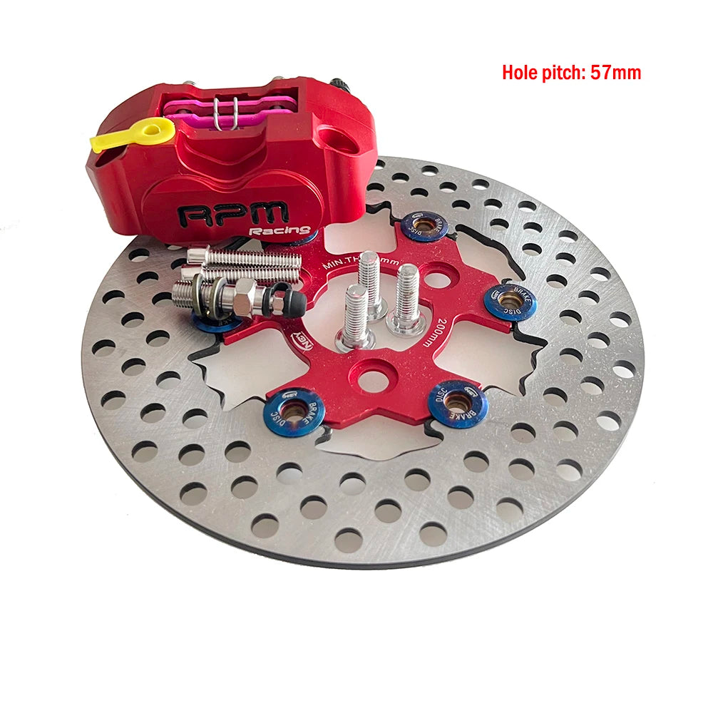 57mm Hole Pitching Motorcycle 200mm Brake Disc Brake Caliper Floating Rotor Front Universal for Yamaha RSZ JOG BWS Zuma Aerox 57mm Red Set China