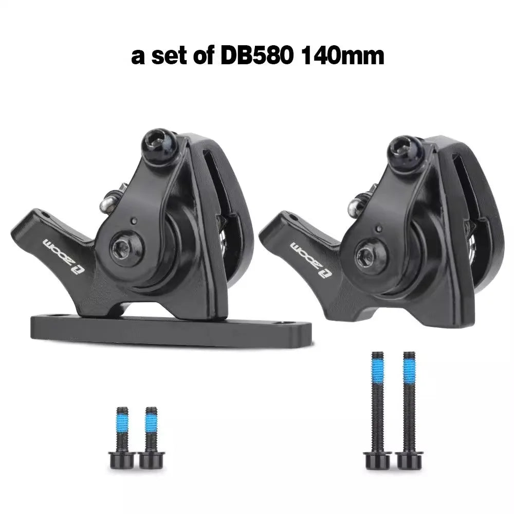 ZOOM DB580 Road Bike Line Pull Flat Mount Dual Piston Mechanie Disc Brake 140mm Disc Brake Caliper Ultralight Bike Accessories a set DB580 140mm
