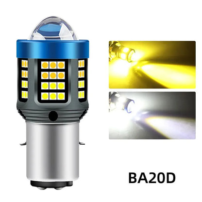 H4 H6 BA20D LED Motorcycle Light Bulb LED Fisheye Lens Dual Color White Yellow CSP Chip Motorbike Headlight Scooter Fog Lamp BA20D White Yellow