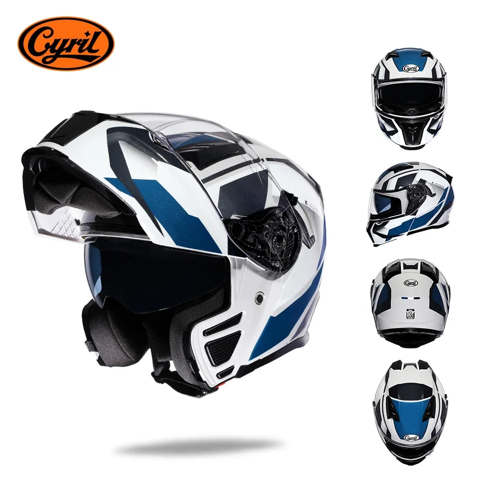 Motorcycle Helmet Dual Visor Modular Flip up Full Face Helmet for Adult Men and Women DOT Approved
