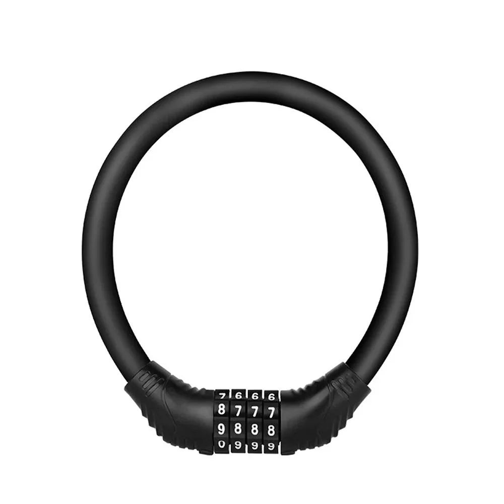 4 Digital Code Anti-Theft Bicycle Cable Lock Stainless Steel Security Locks Portable Combination Code Padlock black