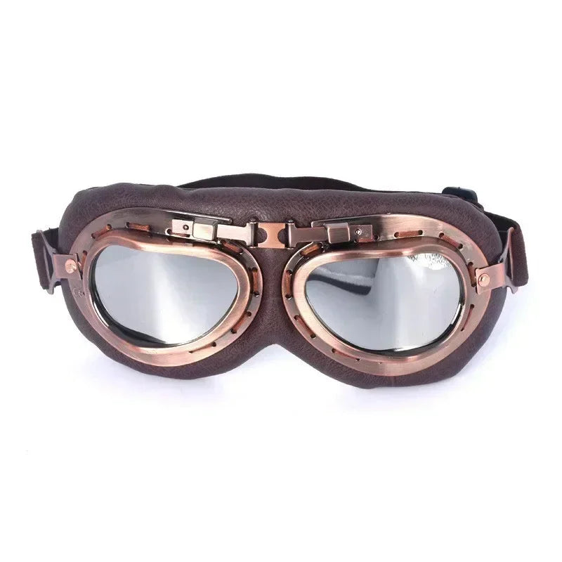 Retro Motorcycle Goggles Glasses Vintage Moto Classic Goggles for Harley Pilot Steampunk ATV Bike Copper Helmet 1Pcs