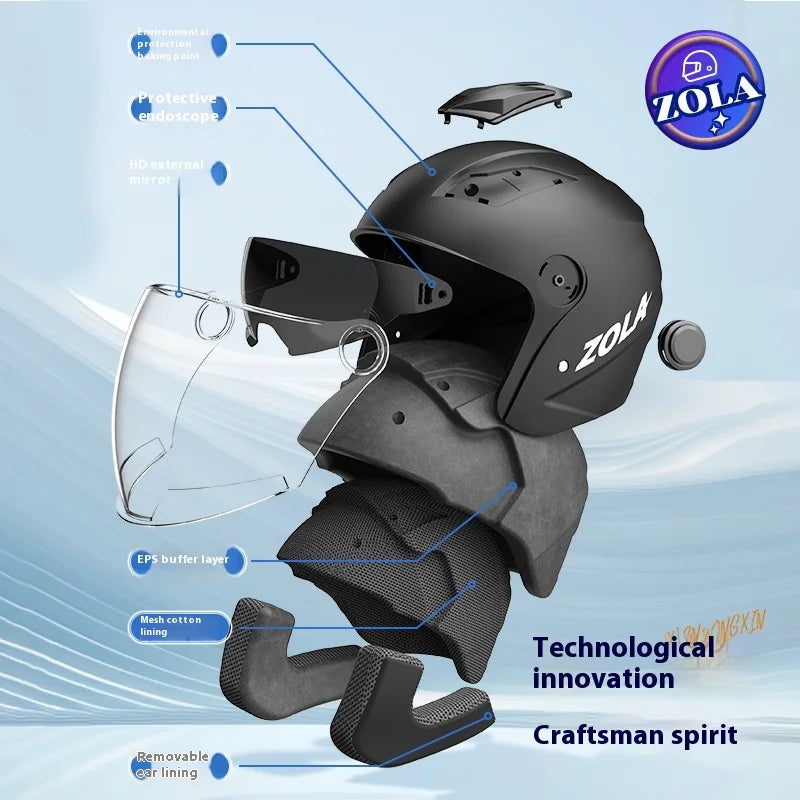Standard Electric Bike Helmet Men Anti Fog Warm Winter Electric Bike Riding Double Mirror Helmet
