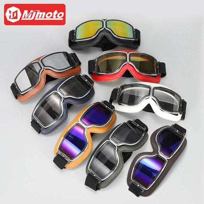 Universal Motorcycle Vintage Goggles Leather Motorbike Scooter Biker Moto Glasses Goggles for Steampunk Helmet Goggles Dustproof