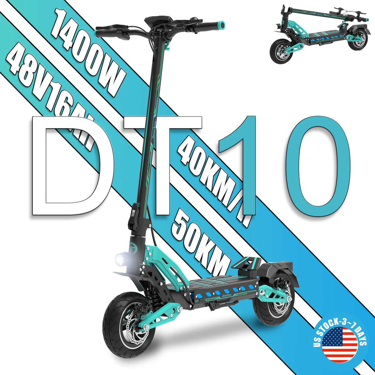 dt10 adult electric scooter full side profile view