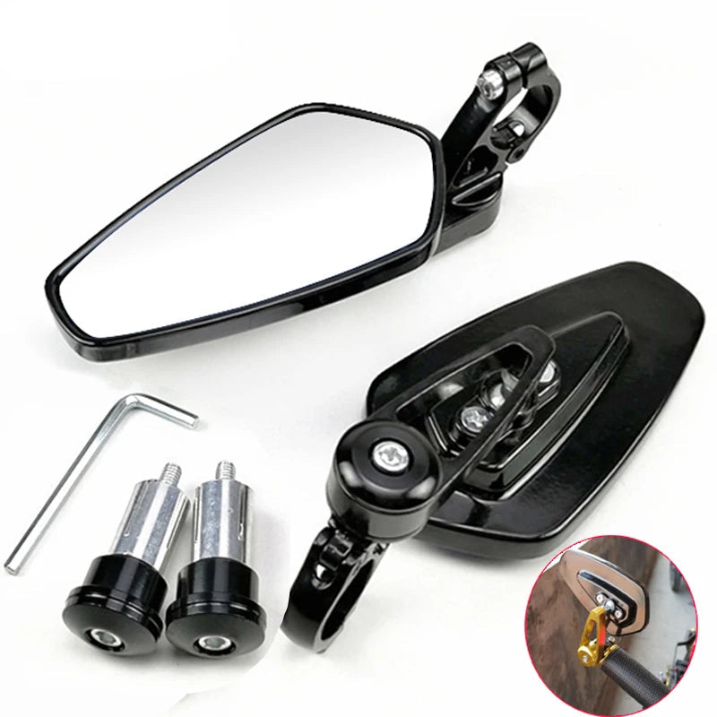 EAFC 1 Pair 7/8" 22mm Motorcycle Rearview Mirrors Universal Scooter Bar End Handlebar Mirror Rear View Mirror Accessories