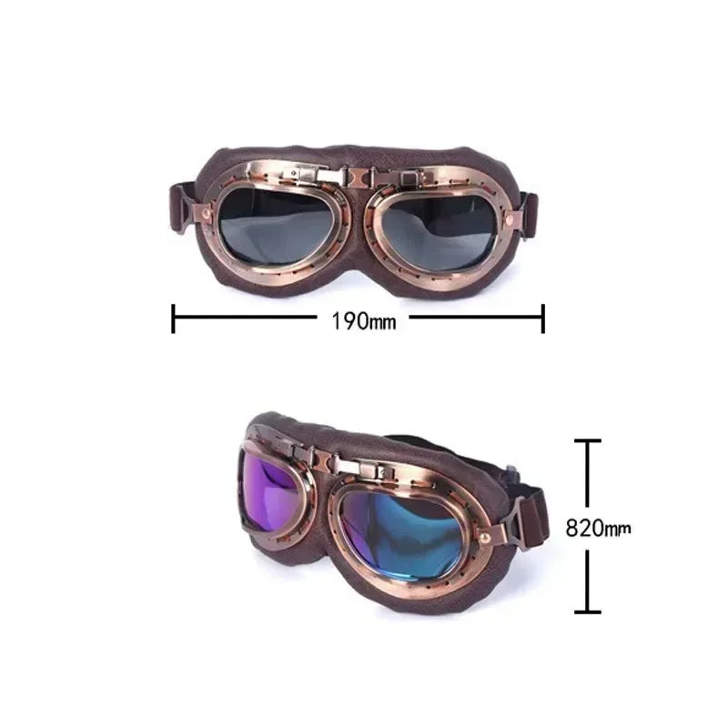 Retro Motorcycle Goggles Glasses Vintage Moto Classic Goggles for Harley Pilot Steampunk ATV Bike Copper Helmet 1Pcs