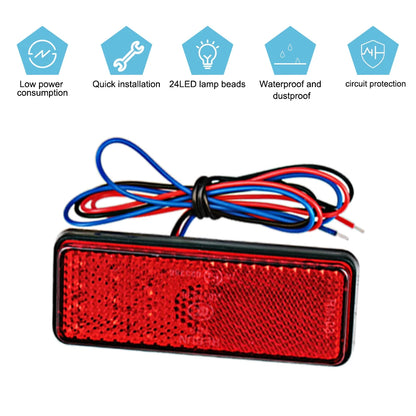 Tail Light Motorcycle Rectangle Reflector Tail Brake Lamp Motorcycle Rear Light Car ATV LED Reflectors Truck Side Warning Lights