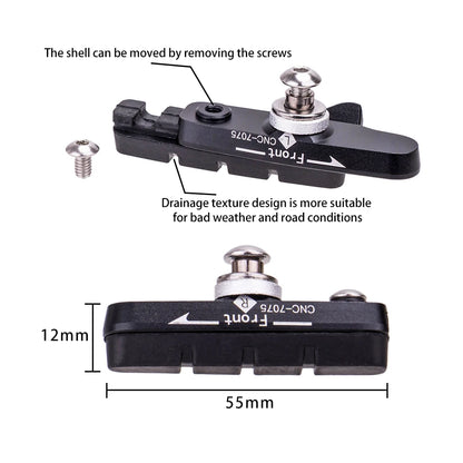 ZTTO Road Bike Brake Shoes C Caliper Hoof Replaceable Rubber Pads CNC Shell Block For Aluminum Alloy Rims Friction Wheel Brake