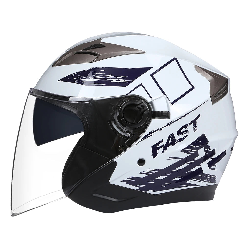 Open Face Motorcycle Helmet with Double Visors - Front View